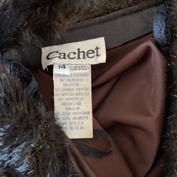 Size 14 Lightweight brown velvet maxi gown. Spaghetti straps w/faux fur Bolero - Picture 6 of 6